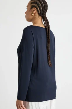 T-shirt ampia con maniche lunghe - Blu