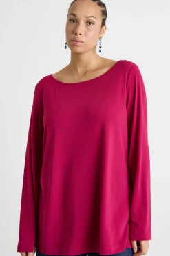T-shirt ampia con maniche lunghe - Rosa
