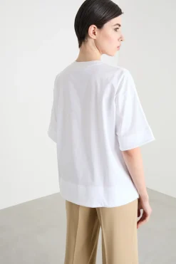 T-shirt ampia con piccoli spacchi laterali - Bianco