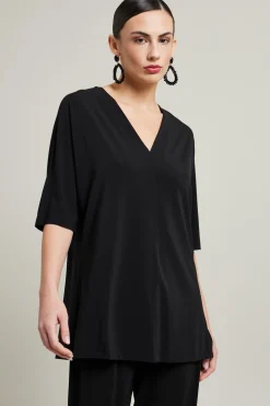 T-shirt a tunica in jersey - Nero