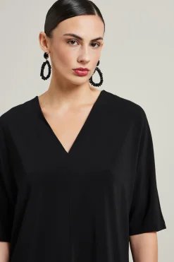 T-shirt a tunica in jersey - Nero