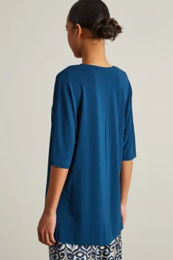 T-shirt a tunica in jersey - Petrolio