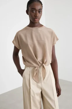 T-shirt bimateriale - Beige