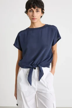 T-shirt bimateriale - Blu