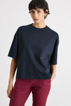 T-shirt boxy a spalla scesa - Blu