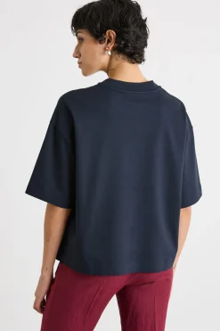 T-shirt boxy a spalla scesa - Blu