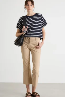 T-shirt boxy a spalla scesa - Blu Bianco