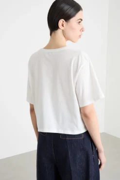 T-shirt boxy con applicazioni - Bianco