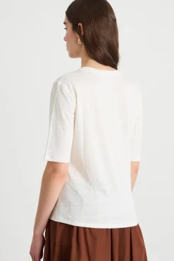 T-shirt con ampio scollo a V - Bianco