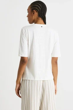 T-shirt con ampio scollo a V - Bianco