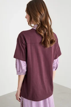 T-shirt con applicazioni - Bordeaux