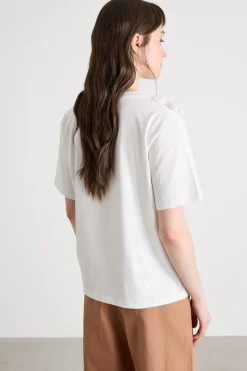 T-shirt con applicazioni floreali - Bianco