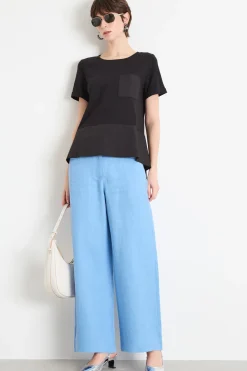 T-shirt con balza - Nero