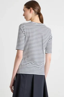 T-shirt con bottoni decorativi - Blu Bianco
