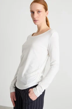 T-shirt con drappeggi - Bianco
