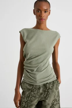 T-shirt con drappeggio - Verde