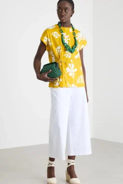 T-shirt con fiocco - Giallo Bianco