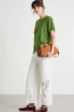 T-shirt con fondo smerlato - Verde