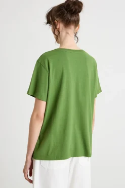 T-shirt con fondo smerlato - Verde