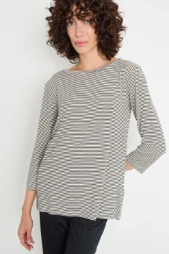 T-shirt con manica a tre quarti - Nero Bianco
