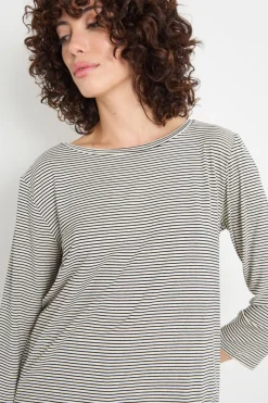 T-shirt con manica a tre quarti - Nero Bianco