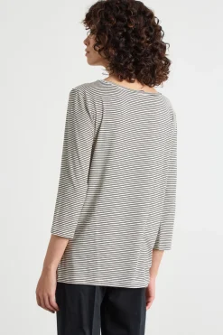 T-shirt con manica a tre quarti - Nero Bianco
