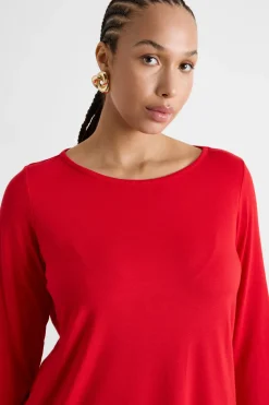 T-shirt con manica a tre quarti - Rosso