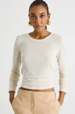 T-shirt con manica lunga in tulle - Bianco