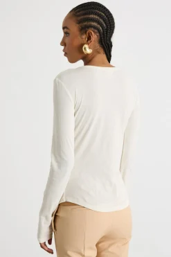 T-shirt con manica lunga in tulle - Bianco