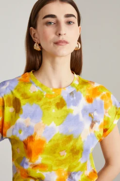 T-shirt con maniche a kimono - Giallo Azzurro