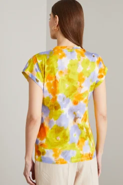 T-shirt con maniche a kimono - Giallo Azzurro