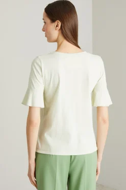 T-shirt con maniche a volant - Verde Chiaro