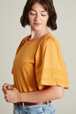 T-shirt con maniche in popeline - Arancione