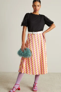 T-shirt con maniche in tulle - Nero