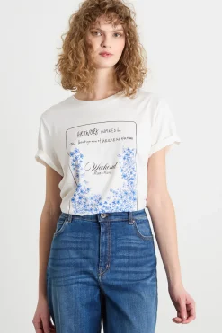 T-shirt con maxi stampa - Bianco