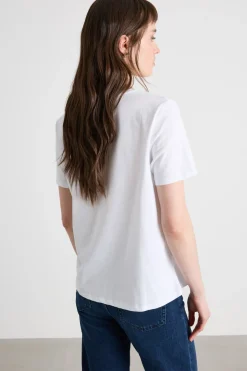 T-shirt con motivo sangallo - Bianco
