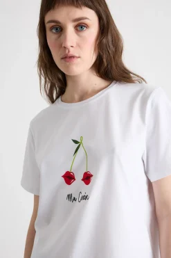 T-shirt con motivo stampato - Bianco Rosso