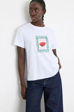 T-shirt con motivo stampato - Bianco Verde