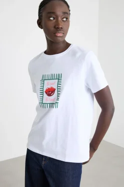 T-shirt con motivo stampato - Bianco Verde
