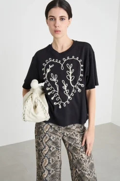 T-shirt con motivo stampato - Nero Bianco