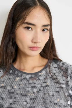 T-shirt con paillettes - Argento