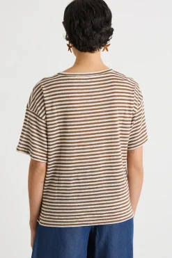 T-shirt con piccoli spacchi - Beige Marrone