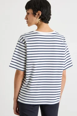 T-shirt con piccoli spacchi - Blu Bianco