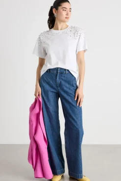 T-shirt con ricami - Bianco