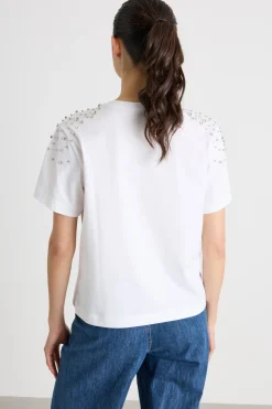 T-shirt con ricami - Bianco