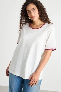 T-shirt con ricami - Bianco