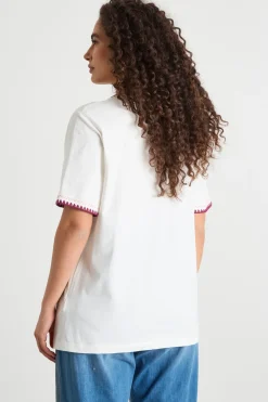 T-shirt con ricami - Bianco