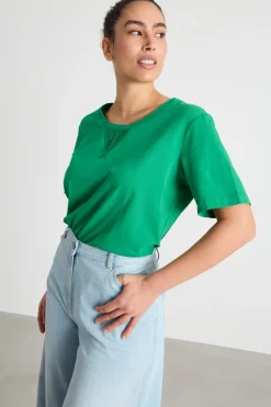 T-shirt con ricami - Verde