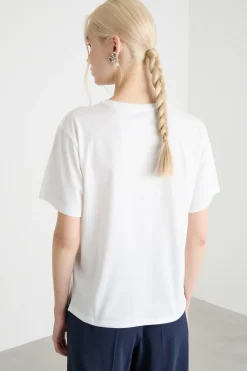 T-shirt con ricamo - Bianco Argento