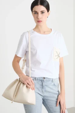 T-shirt con ricamo bijoux - Bianco